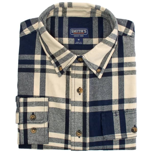 Mens Smith''s Plaid Flannel Shirt - Navy/Cream - image 