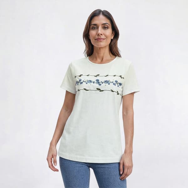 Petite Bonnie Evans Short Sleeve Horizontal Floral Tee - image 