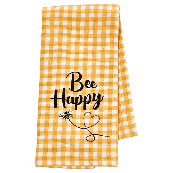 Bee Happy Check Kitchen Towel - image 