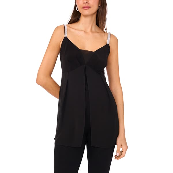 Womens MSK Sleeveless Mixed Media Tunic Top