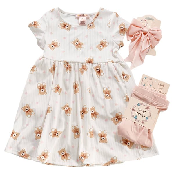 Girl (4-6x) Sweet Stories Bear/Heart Dress w/ Leggings
