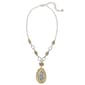Ruby Rd. Two-Tone Short Etched Oval Overlay Pendant Necklace - image 1