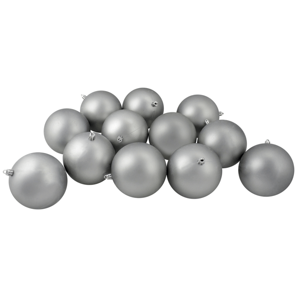 Northlight 12ct. Pewter Grey Matte Christmas Ball Ornaments - image 