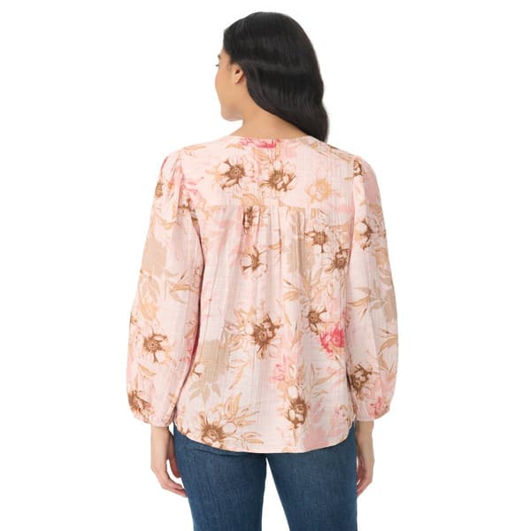 Womens Gloria Vanderbilt 3/4 Sleeve Button Floral Blouse