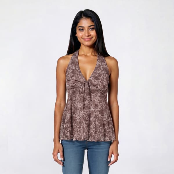 Juniors Madden Girl Tie Neck Babydoll Halter Top - image 