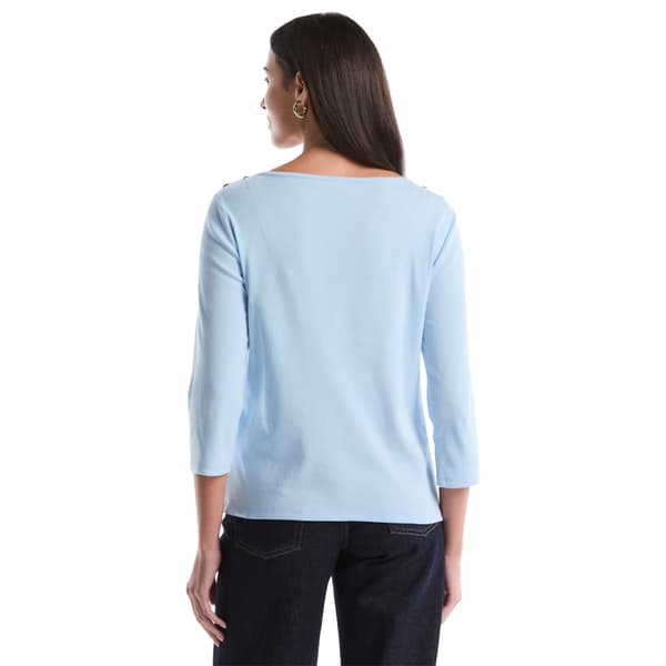 Petite Rafaella® 3/4 Sleeve Button Shoulder Detail Blouse