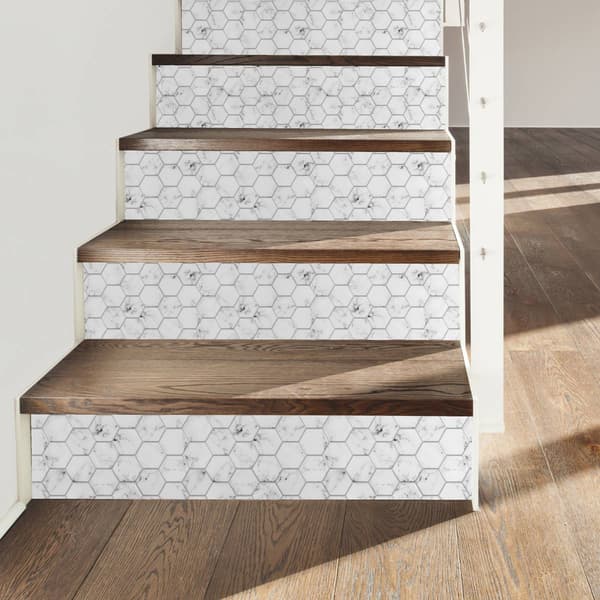 RoomMates&#174; Carrara Marble Hexagon Peel & Stick Backsplash
