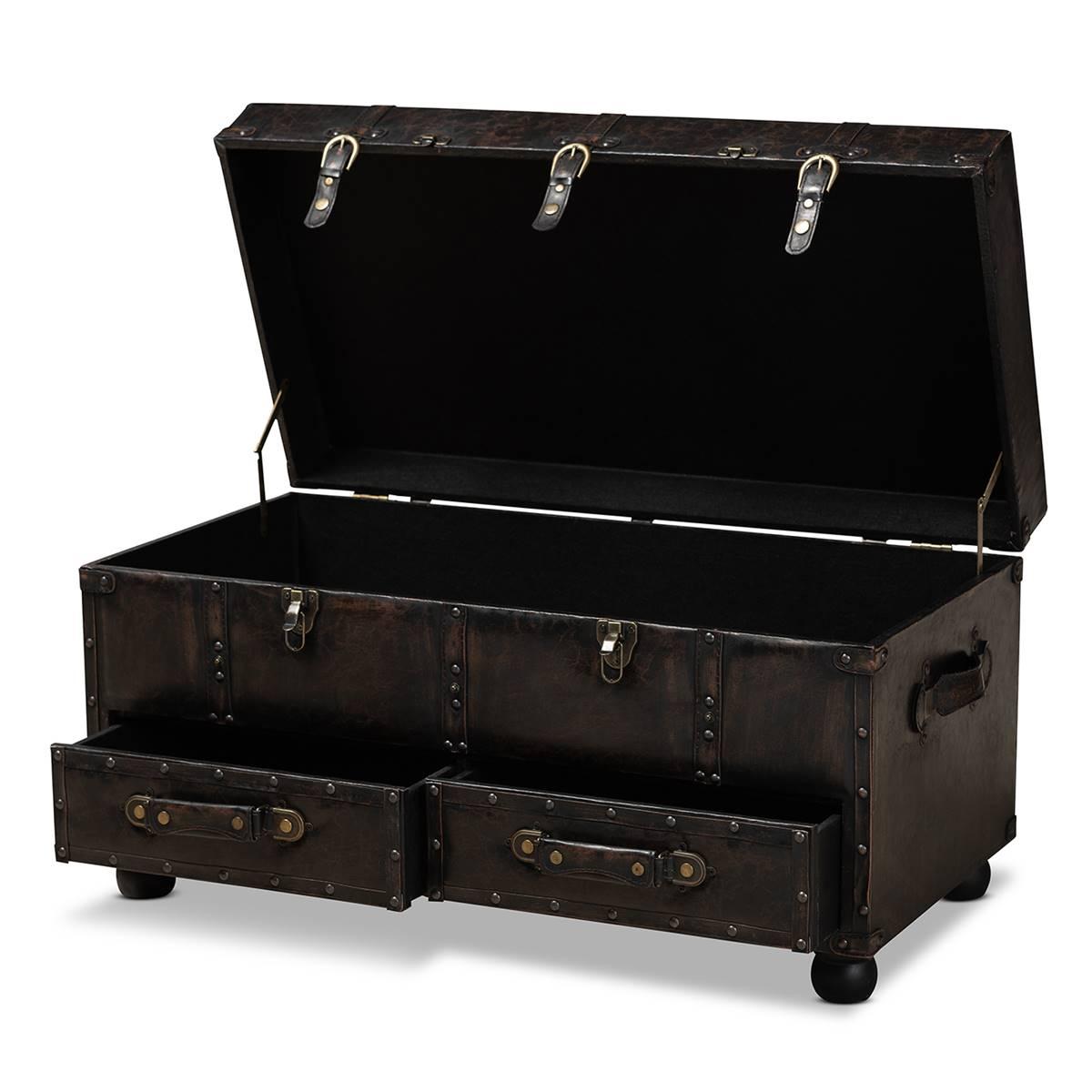 Baxton Studio Callum 2 Drawer Storage Trunk Ottoman