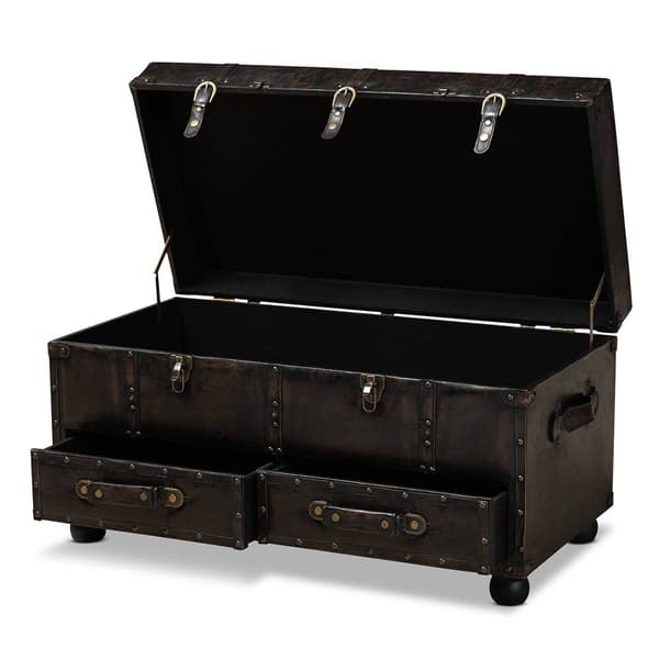Baxton Studio Callum 2 Drawer Storage Trunk Ottoman