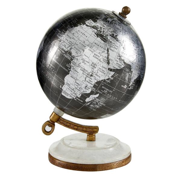 9th & Pike&#40;R&#41; Black Marble And Metal Modern World Globe - image 