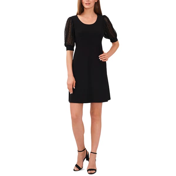 Womens MSK Puff Clip Dot Sleeve Shift Dress