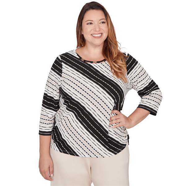Plus Size Alfred Dunner Seville Embellished Diagonal Textured St - image 