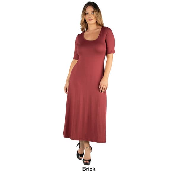 Plus Size 24/7 Comfort Apparel 3/4 Sleeves Maxi Dress