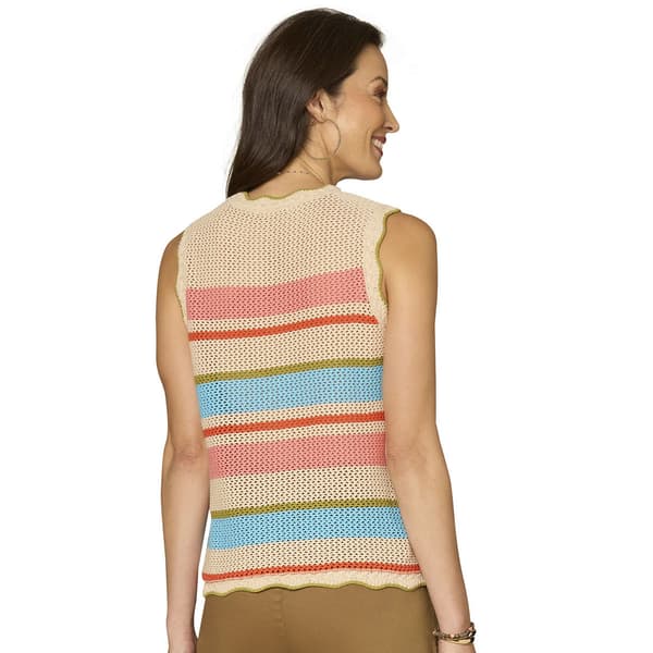 Womens Democracy Scallop Edge Stripe Sweater Vest