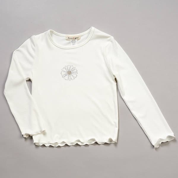 Girls &#40;7-12&#41; Dream Girl Long Sleeve Daisy Rhinestone Baby Tee - image 