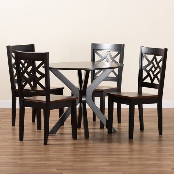 Baxton Studio Miela Two-Tone Dark Brown Wood 5pc. Dining Set