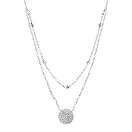Silver Plated & Cubic Zirconia Disc Multi-Strand Necklace