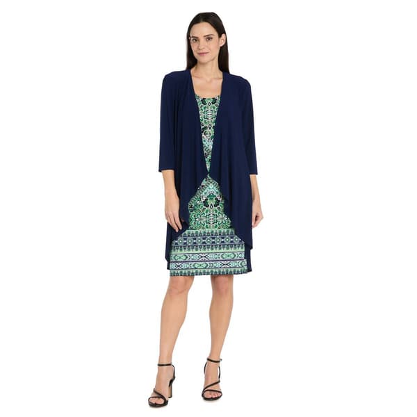 Womens R&M Richards Drape Jacket with Print Dress