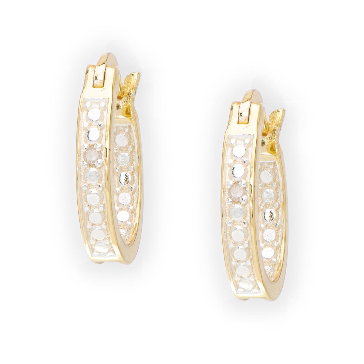 Gianni Argento Gold Plated Diamond Accent Hoop Earrings
