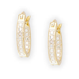 Gianni Argento Gold Plated Diamond Accent Hoop Earrings