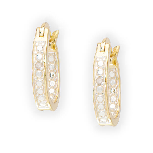 Gianni Argento Gold Plated Diamond Accent Hoop Earrings - image 