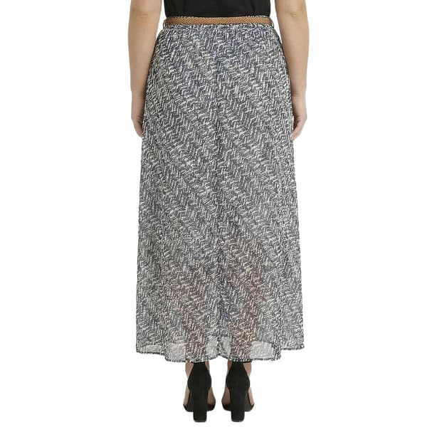 Plus Size NY Collection Chevron Chiffon Belted Waist Maxi Skirt