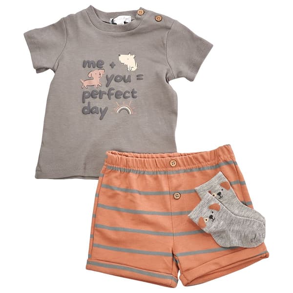 Toddler Boy Adley & Hudson Dog Graphic Top & Short Set w/ Socks - image 