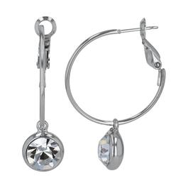 Crystal Colors Silver Plated Hoop & Clear Crystal Drop Earrings