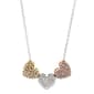 Sterling Silver Tri-Color Crystal Hearts Necklace - image 1