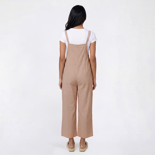Juniors Hunter & Brown Tie Shoulder Linen Blend Jumpsuit