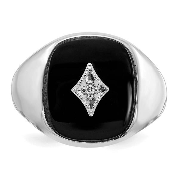 Mens Gentlemen&#8217;s Classics&#8482; 14kt. White Gold Onyx & Diamond Ring