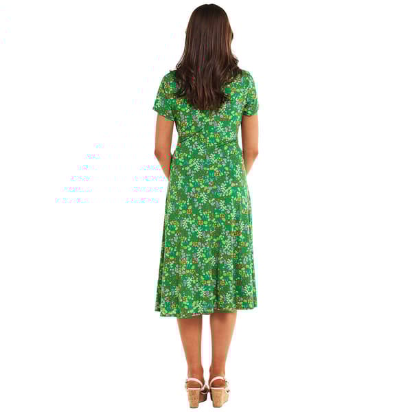 Womens Tiffany & Grey Short Sleeve Floral Dress-Kelly/Pink