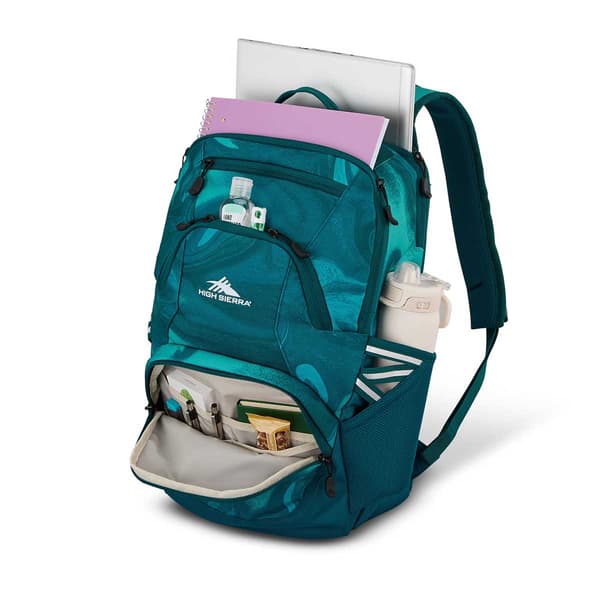 High Sierra Swoop Signature Backpack - Teal Marble Swirl