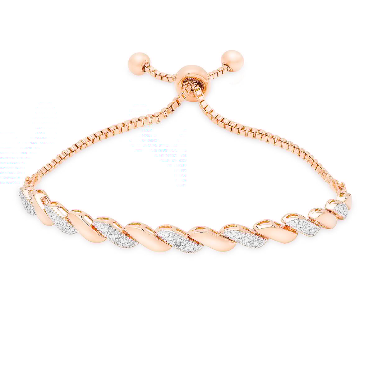 Gianni Argento Rose Gold Diamond S Link Bracelet