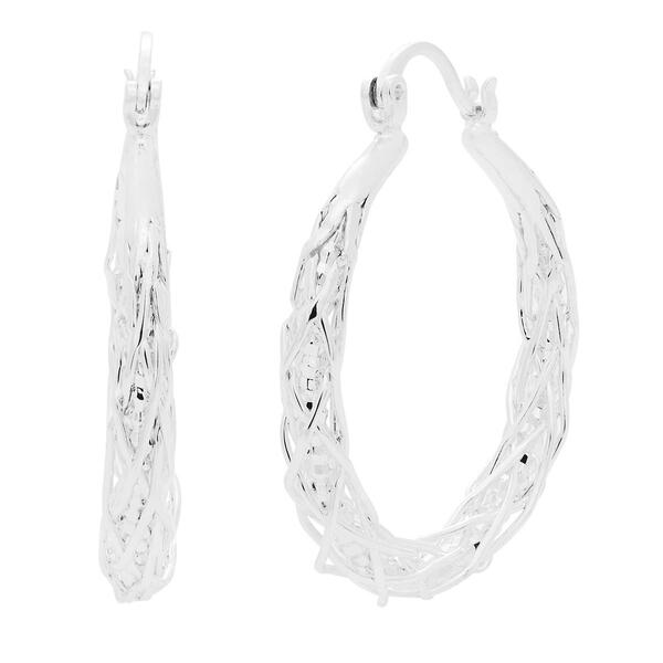 Marsala Silver Plated Braid Hoop Earrings - image 