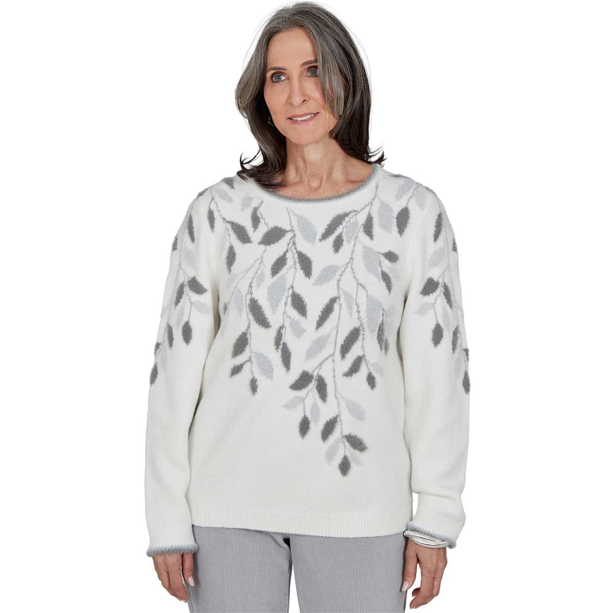 Petite Alfred Dunner Vail Falling Winter Leaves Sweater