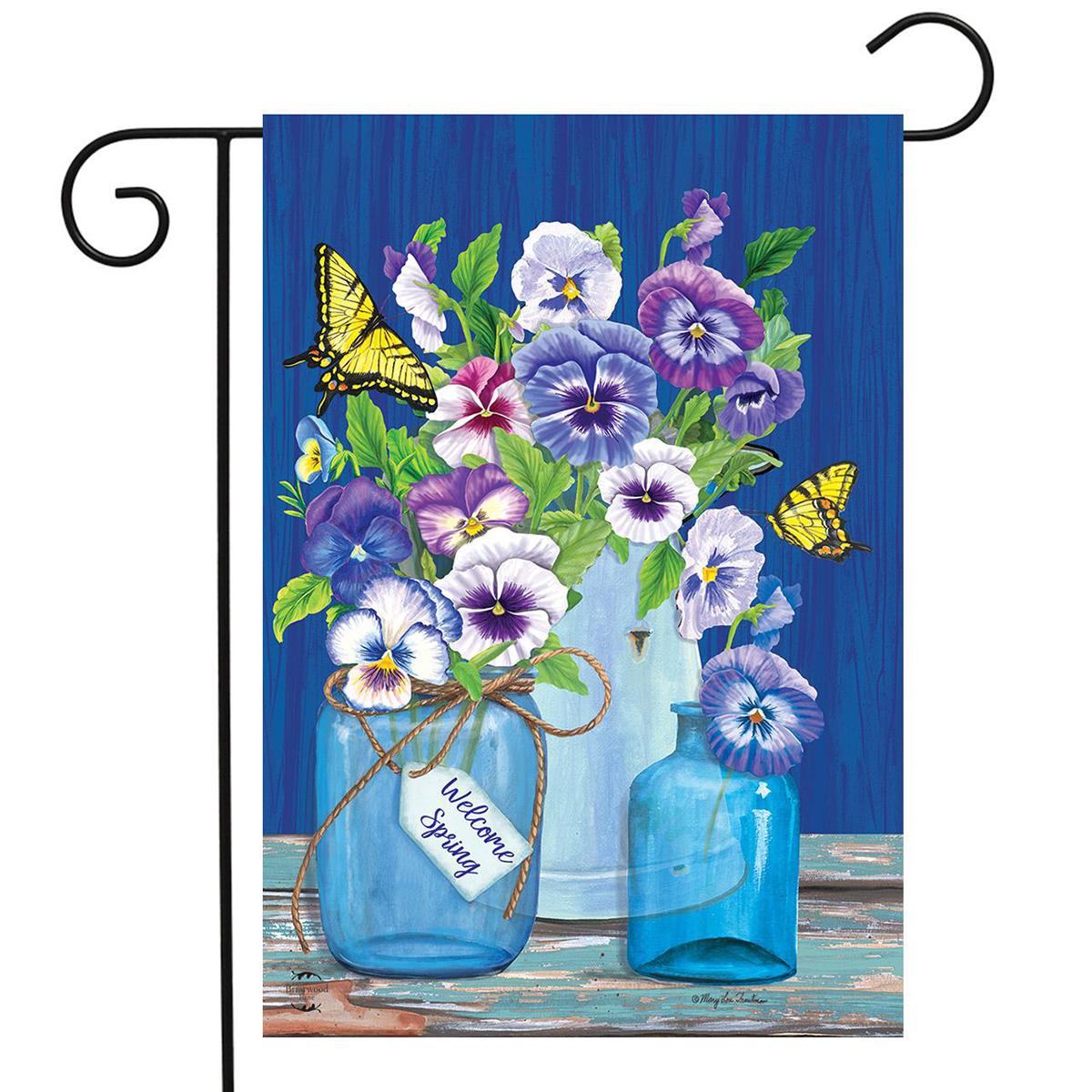 Butterflies & Pansies Garden Flag