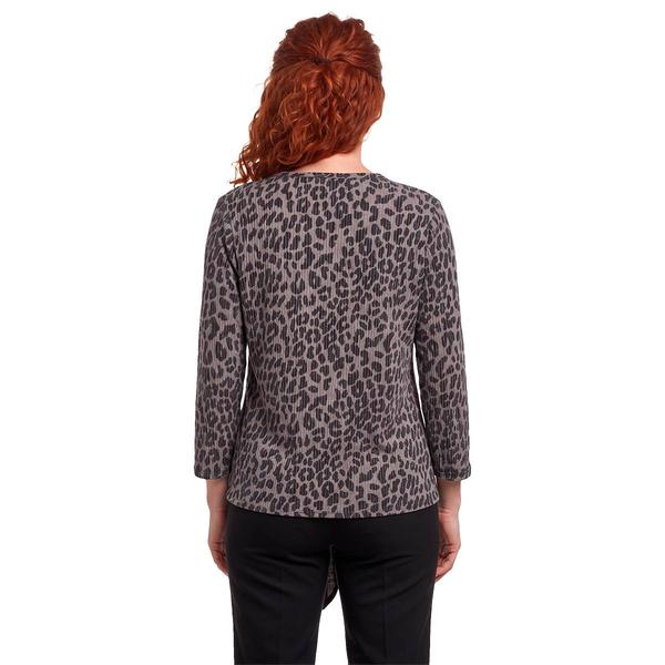 Womens C''est La Vie 3/4 Sleeve Leopard Tie Hem Blouse