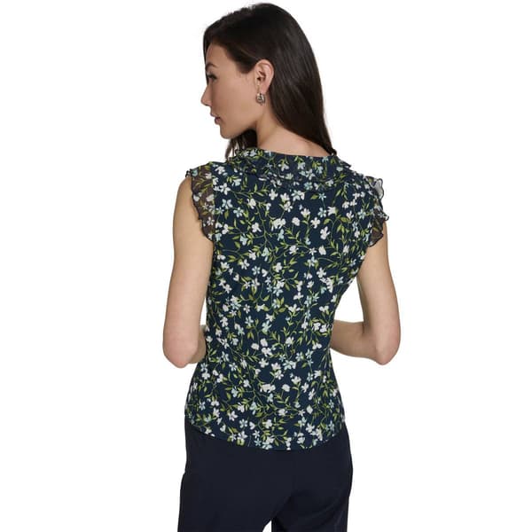 Womens Tommy Hilfiger Ruffle Cap Sleeve Floral Vine Blouse