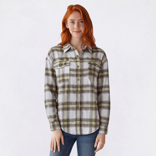 Juniors No Comment Plaid Oversized Flannel - image 