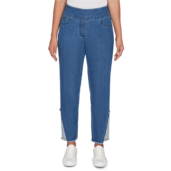 Petite Ruby Rd. Set Sail Nautical Stripe Inset Slim Fit Jean - image 