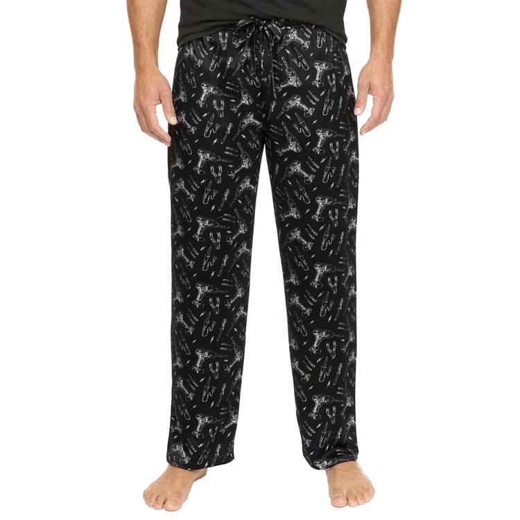 Mens Preswick & Moore(R) Black Power Tools Silk Fleece Pajama Pants