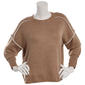 Juniors Pink Rose Mossy Whipstitch Drop Shoulder Pullover Sweater - image 1