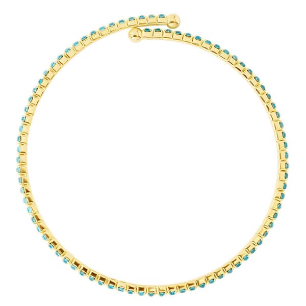 Athra 14kt. Gold over Brass & Light Aqua Crystal Coil Bracelet