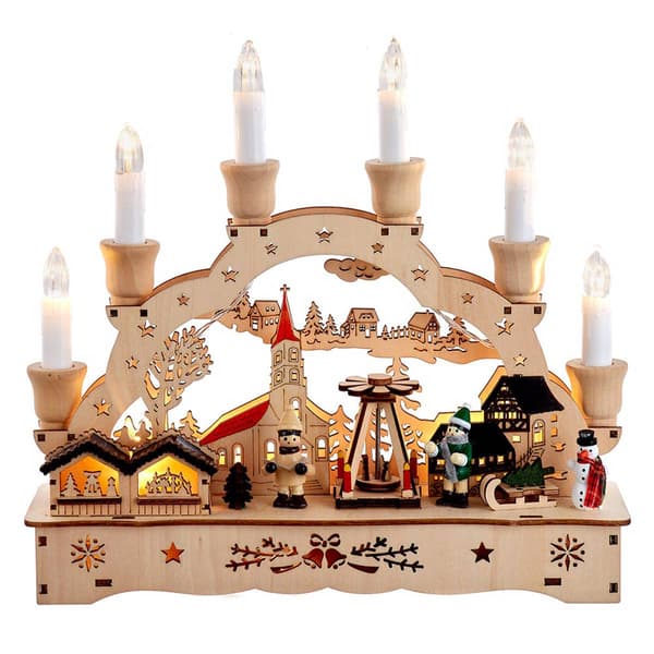 Kurt S. Adler 10.25in. Wooden LED Christmas Village - image 