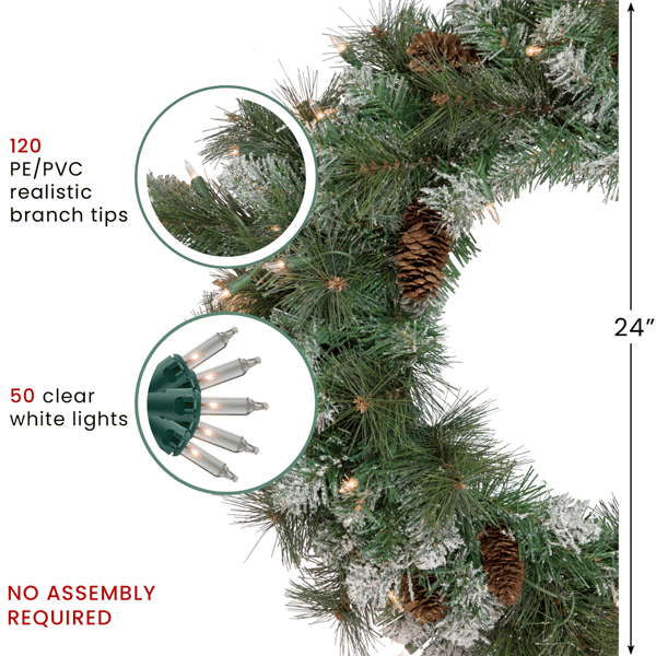 Northlight Real Touch™ Pre-Lit Snow Valley Pine Christmas Wreath