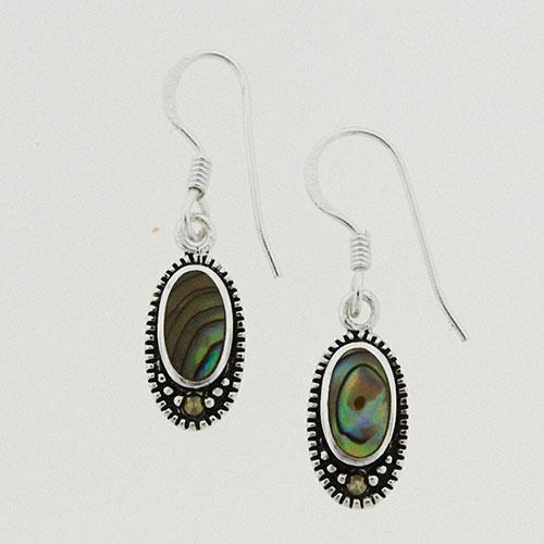 Marsala Silver Plated Marcasite & Paua Shell Drop Earrings