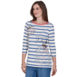 Womens Ruby Rd. Must Haves II 3/4 Sleeve Varsity Stripe Tee - image 3