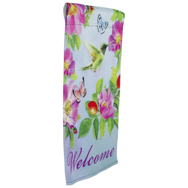 Northlight Welcome Hummingbird Floral Outdoor Garden Flag
