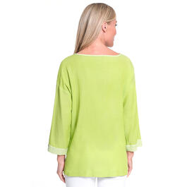 Womens Ali Miles 3/4 Roll Sleeve Solid Textured Tunic